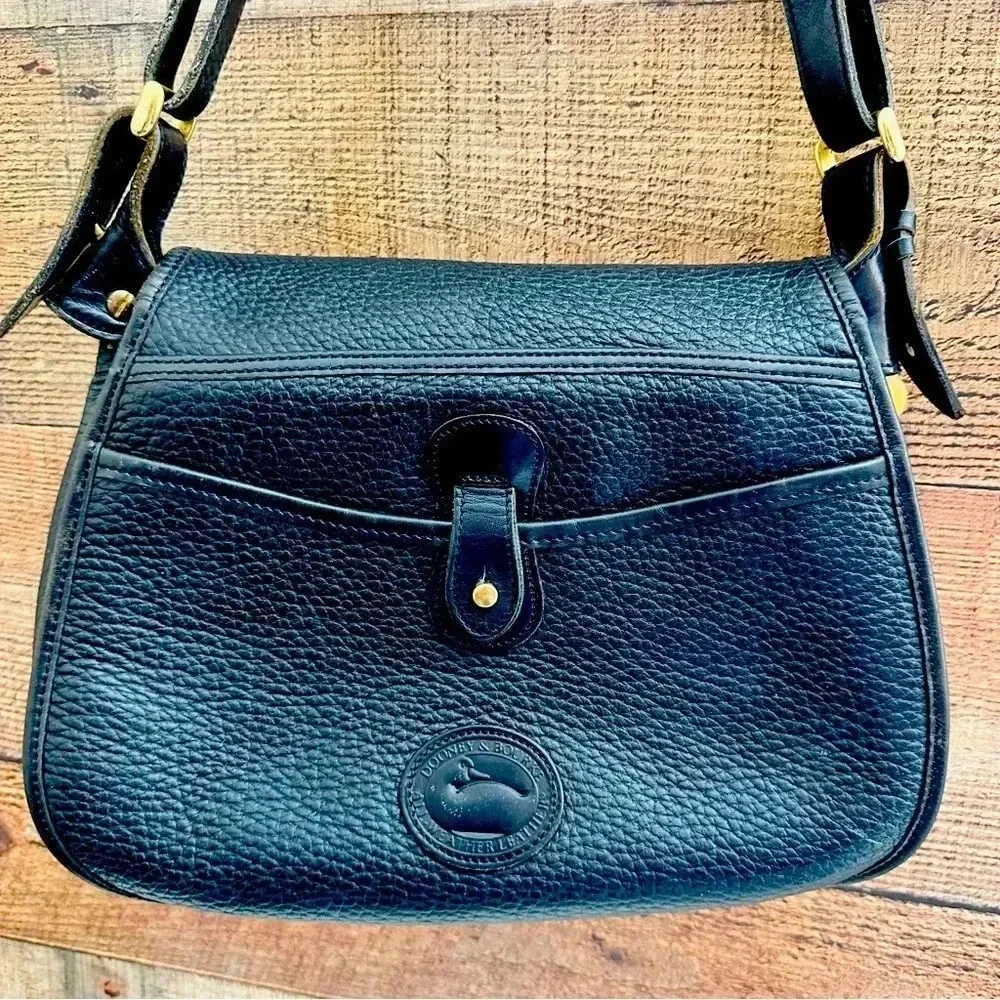 Rare Vintage Dooney & Bourke Leather Black Horseshoe Crossbody Bag